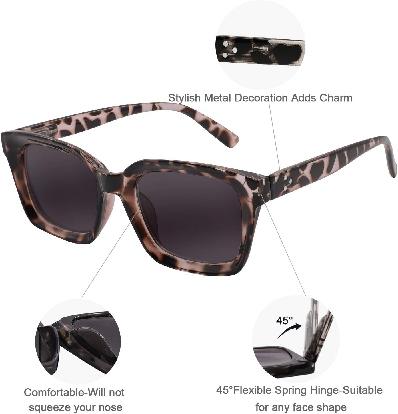 MARE AZZURO Gafas de sol para mujer, protección UV, lentes de lectura para exteriores, 0.5, 0.75, 1.0, 1.25, 1.5, 1.75, 2.0, 2.25, 2.5, 2.75, 3.0,