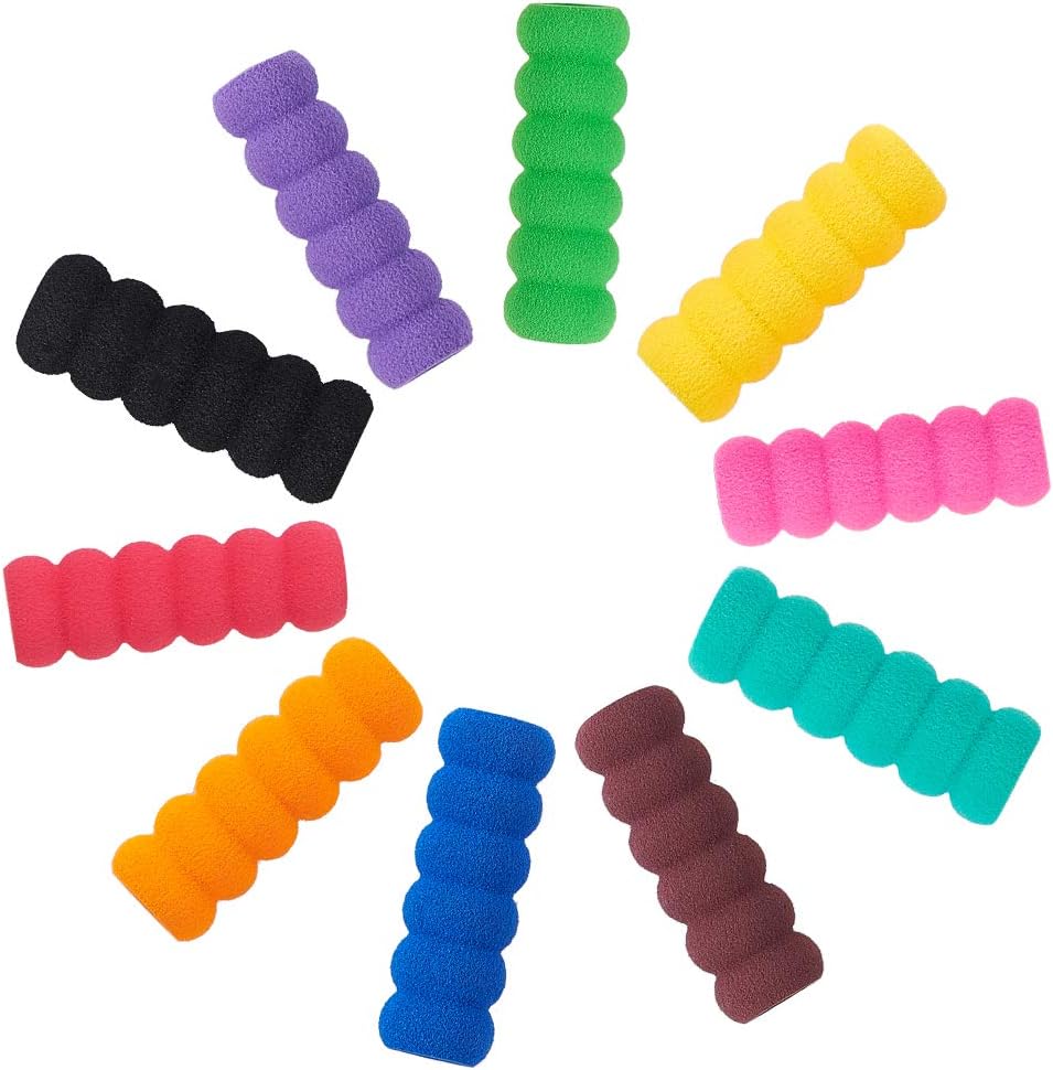 GORGECRAFT 60 unidades de 10 colores de espuma suave para lápices, pinzas para lápices, soporte para bolígrafo, agarre de esponja, dibujo para