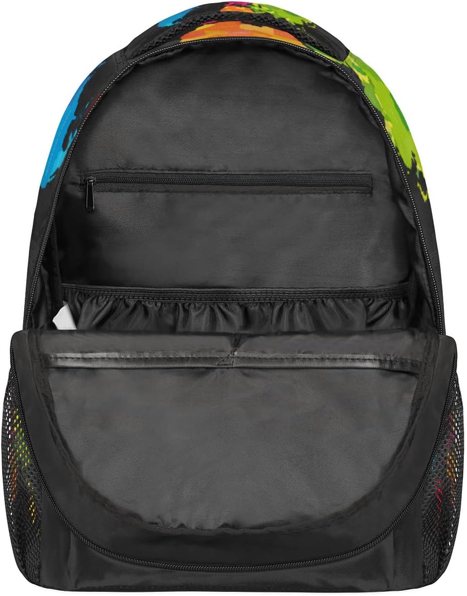 Mochila de mapa del mundo, mochilas de color negro bolso de hombro casual viaje portátil Daypack Bolsas, Mapamundi, Mochilas Daypack