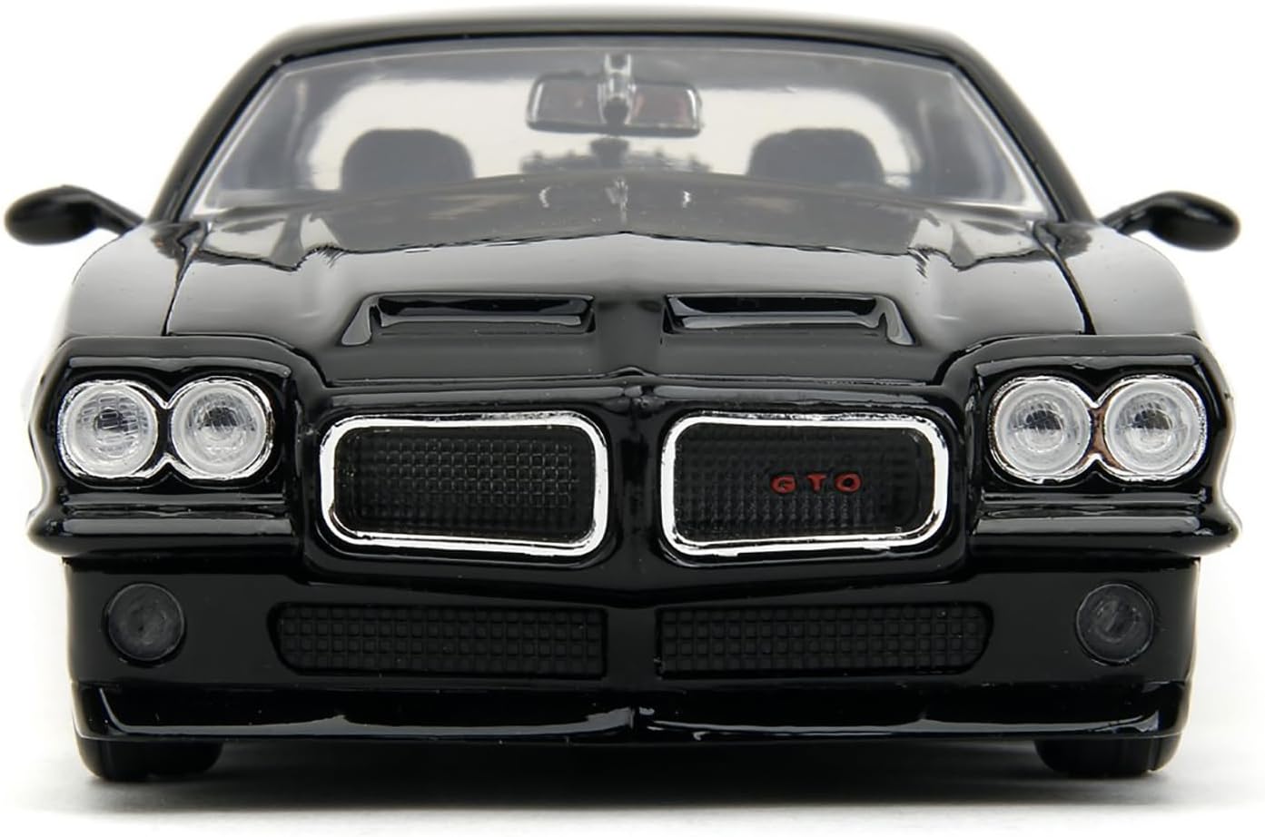 1971 Pontiac GTO Negro con Gráficos de Llama Bigtime Muscle Series 124 Modelo de coche fundido a presión por Jada 35022