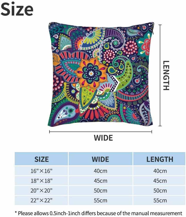 WONDERTIFY Juego de 2 fundas de almohada con diseño de estampado de cachemira con diseño de mandala, bohemio, damasco, remolinos florales, lágrima,