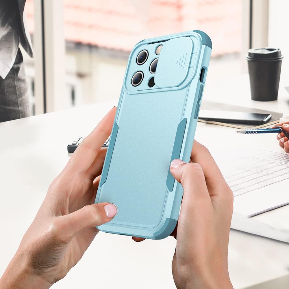YAUPON Funda para iPhone 13 Pro con cubierta para cámara deslizante, grado militar, resistente a los golpes, funda resistente para iPhone 13 Pro