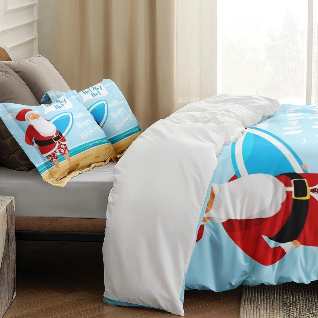 Juego de funda de edredón, juego de ropa de cama de Papá Noel de verano para niños y adultos, decoración de dormitorio, juego de funda de edredón