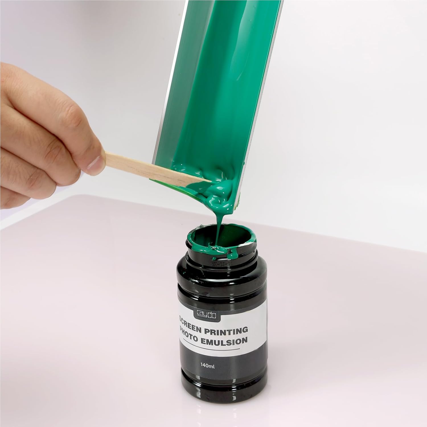 Caydo Recubridor de aluminio de la cucharada de la emulsión de 16 pulgadas con 10 piezas de palillos de mezcla de madera para la impresión de la