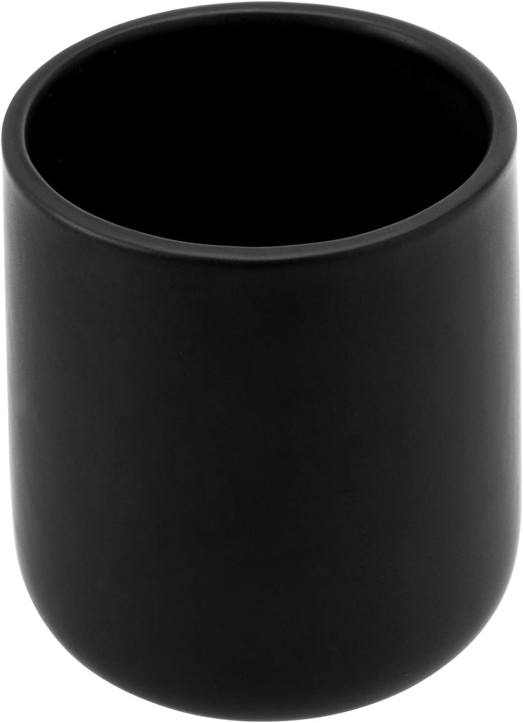 MyGift Soporte para utensilios de cocina negro mate con base redondeada, organizador de utensilios de cocina de cerámica moderno de 6 pulgadas para