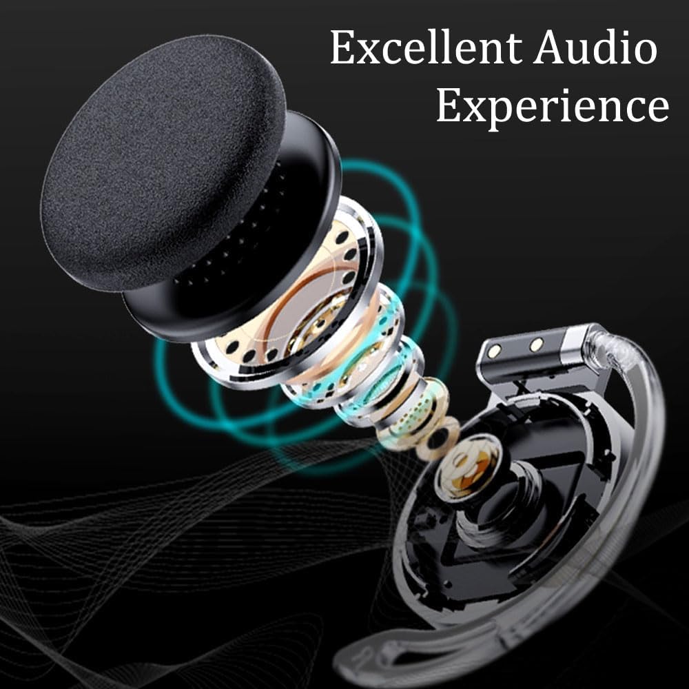 Fuixiut Auriculares de oreja abierta Auriculares inalámbricos Auriculares Bluetooth Auriculares inalámbricos Auriculares Bluetooth (F2-Negro)