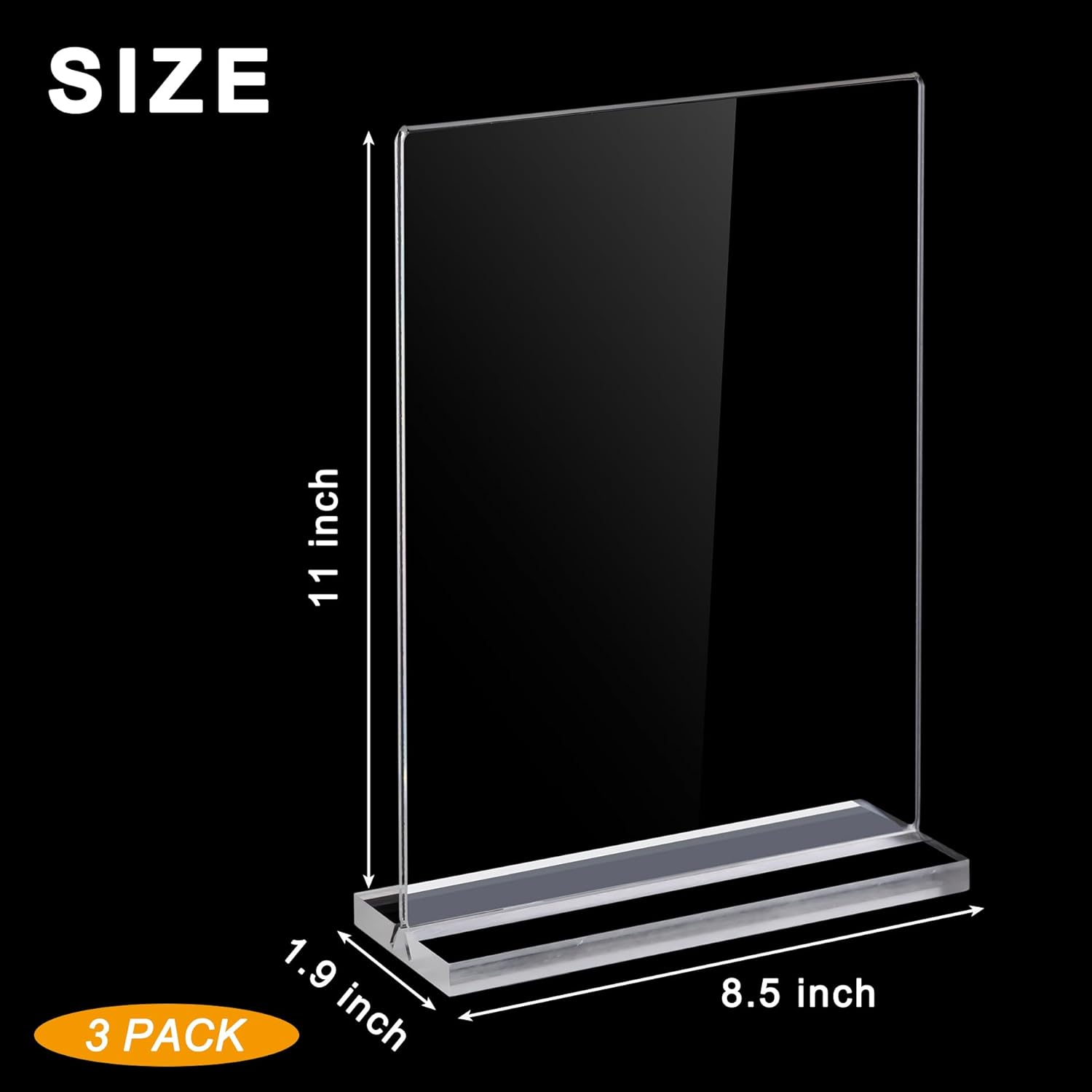 Paquete de 3 soportes acrílicos de 8.5 x 11 pulgadas, soporte de letrero transparente para soportes de letreros de tienda, soportes acrílicos