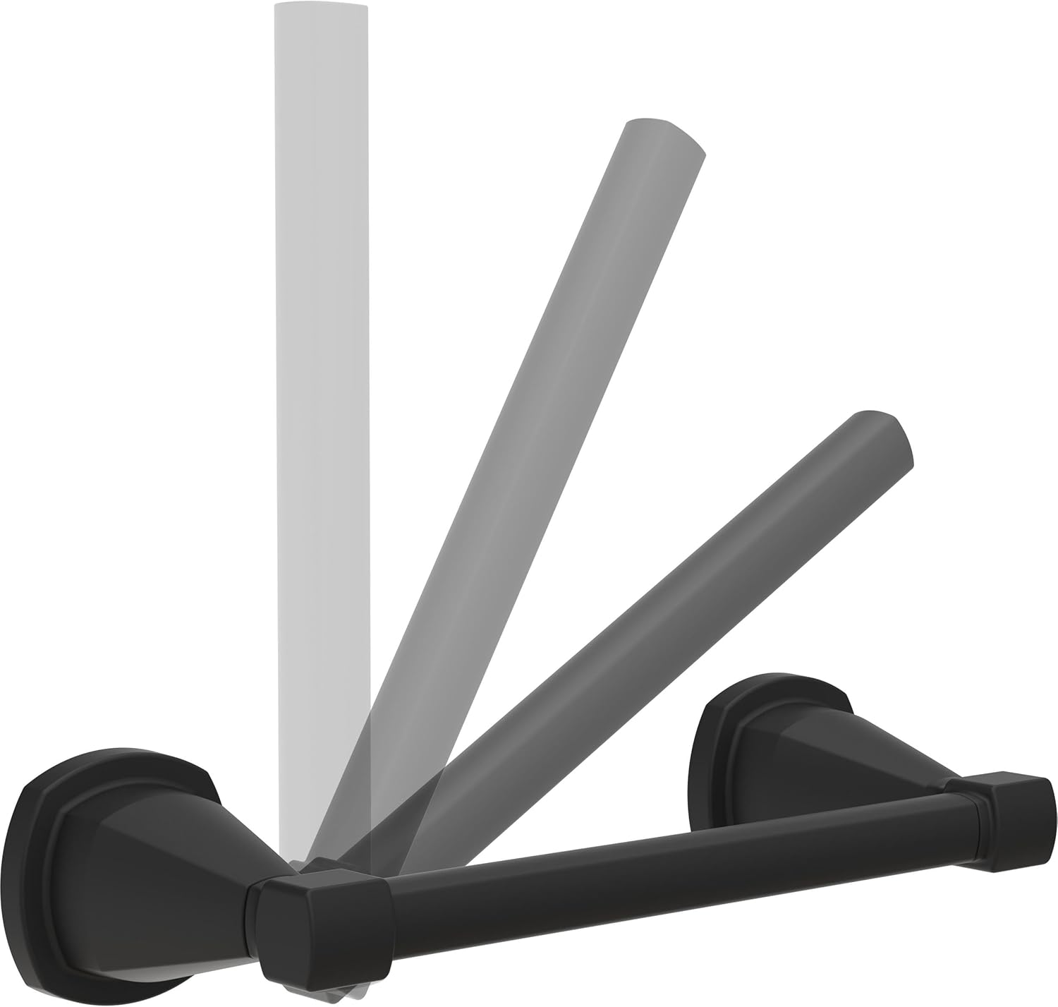 Delta Faucet 77655-BL Stryke Soporte de papel higiénico giratorio de doble poste, 9.75 x 3.39 x 2.13 pulgadas, negro mate