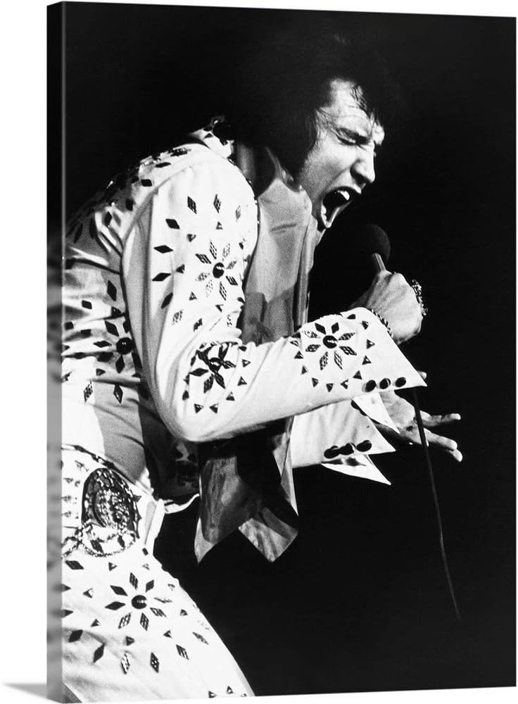 GREATBIGCANVAS Elvis On Tour, Elvis Presley, 1972 – Lienzo decorativo para pared, diseño de celebridades para decoración del hogar, 26 x 36 x 1.5