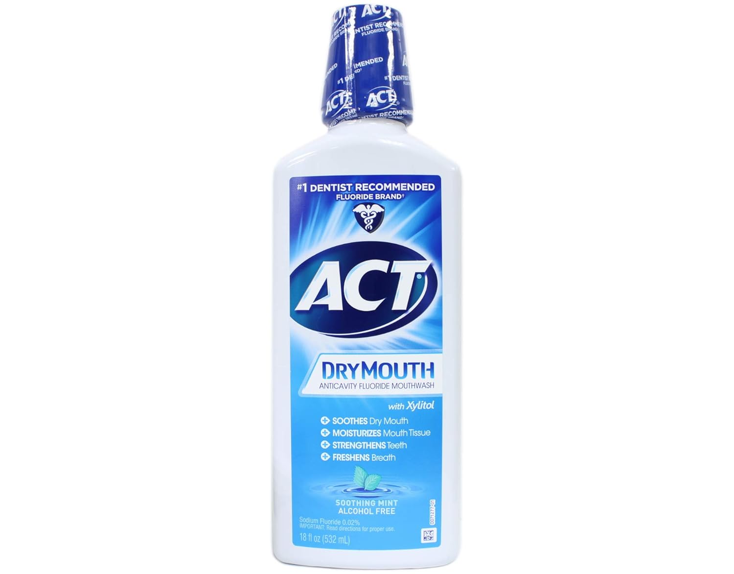 Act Total Care – Enjuague bucal seco, sabor menta, botellas de 18 onzas (1paquete de 5)
