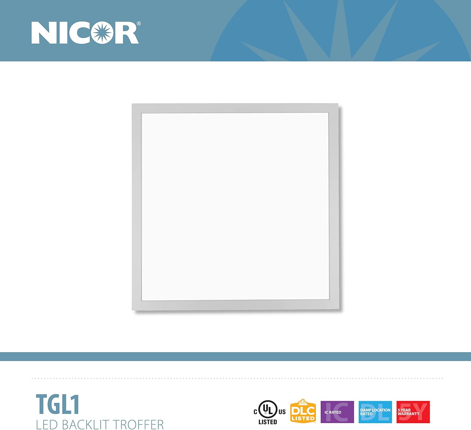 NICOR Lighting TGL122U35-4PK TGL Troffer, 2 x 2 pies, blanco