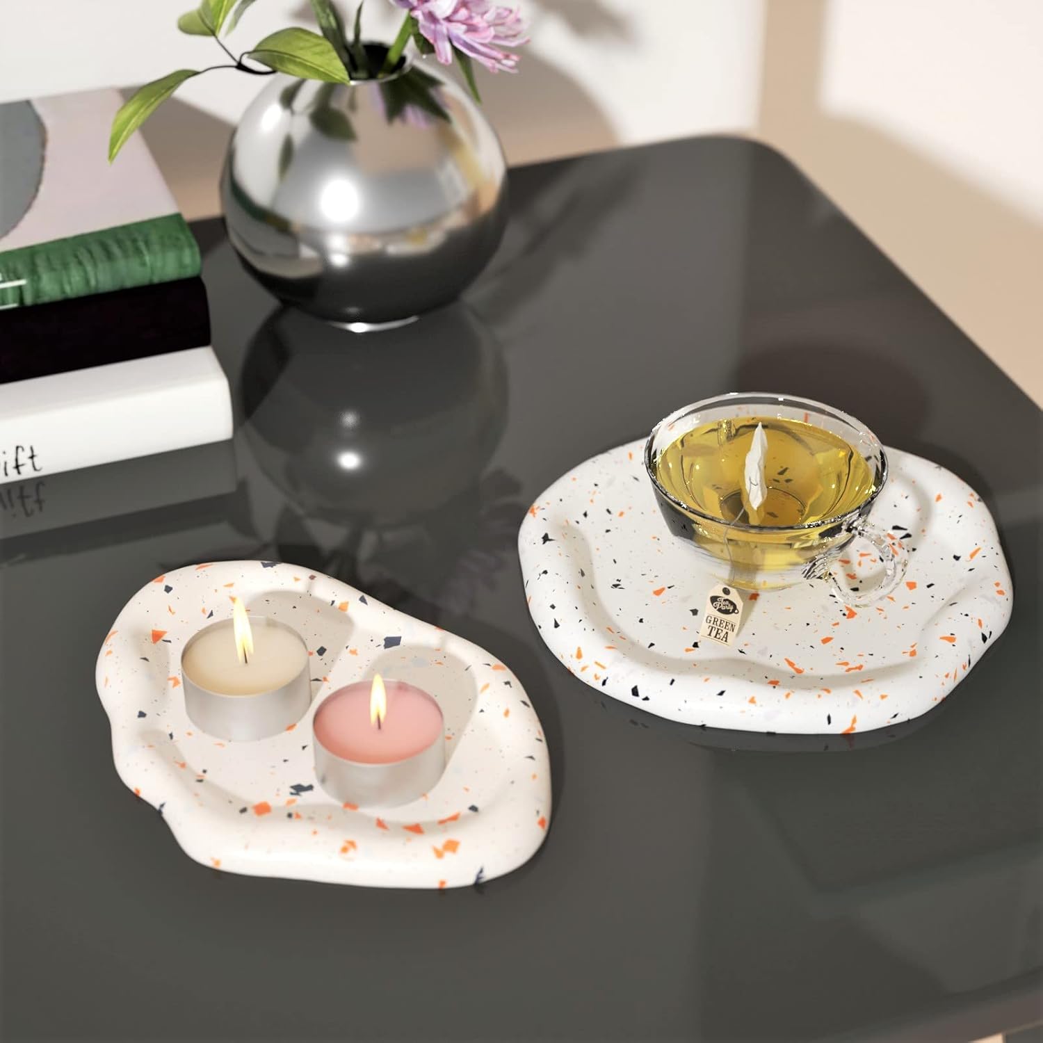 Bandeja geométrica de terrazo moldes de silicona Jesmonite Kits de cemento chips que hacen moldes para el hogar joyería baratija decoración