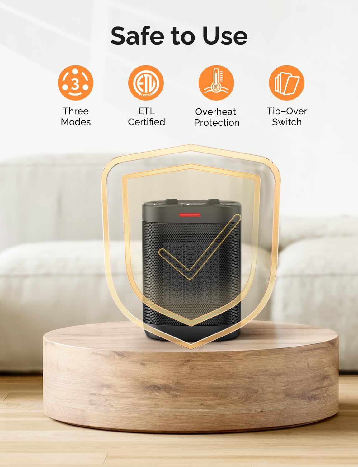 Calentadores de espacio para uso en interiores, calentador portátil de cerámica PTC, de 1500 W900 W, calentador de espacio pequeño con termostato,