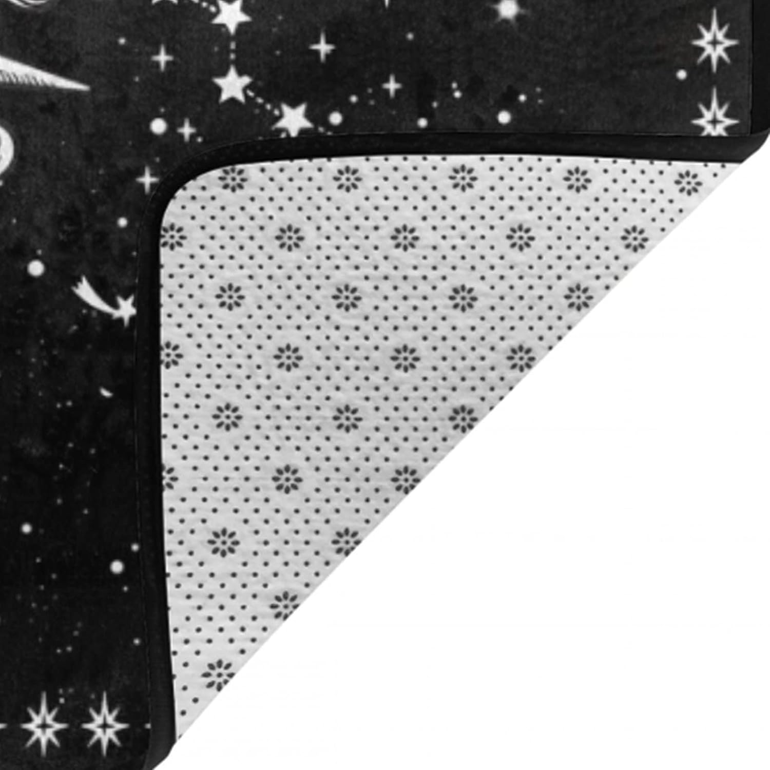 Alfombra estética de sol y luna en blanco y negro con diseño místico de estrellas para interiores y exteriores, 60 x 39 pulgadas