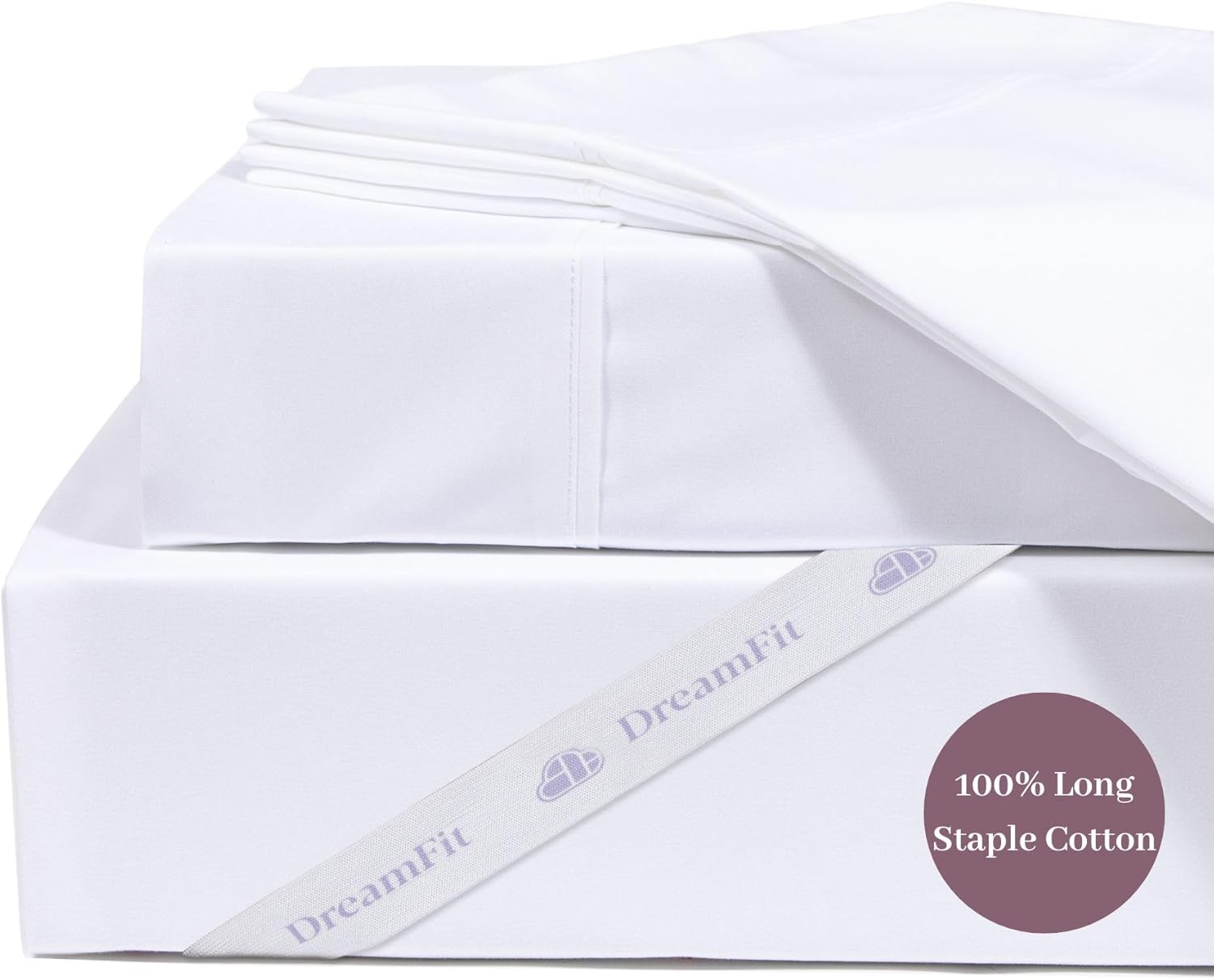 DreamFit DreamComfort – Juego de sábanas de algodón de fibra larga 100 % natural con bandas elásticas en las esquinas con bolsillos extra profundos