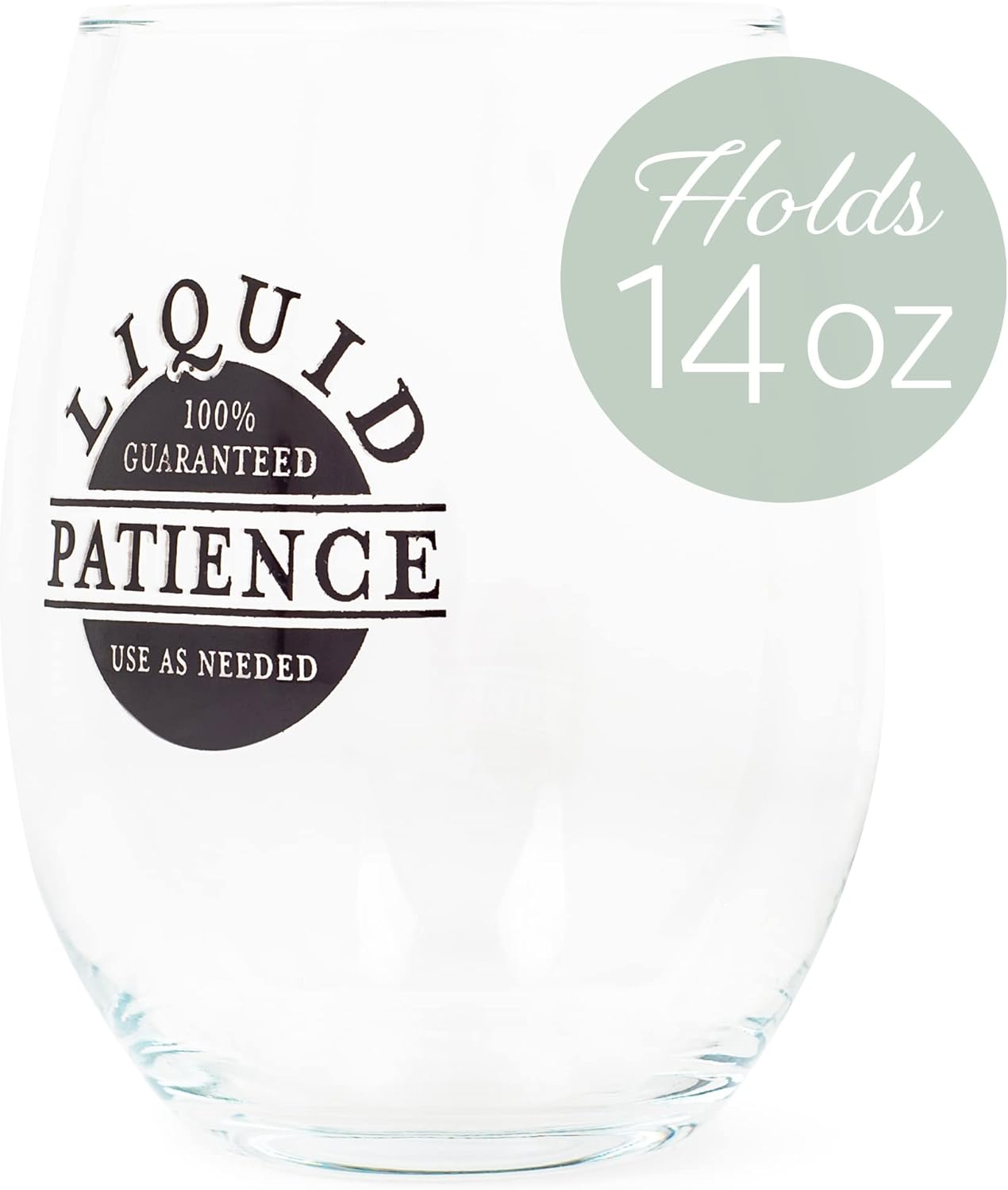 Elanze Designs Liquid Patience – Copa de vino sin tallo, color negro, 14 onzas