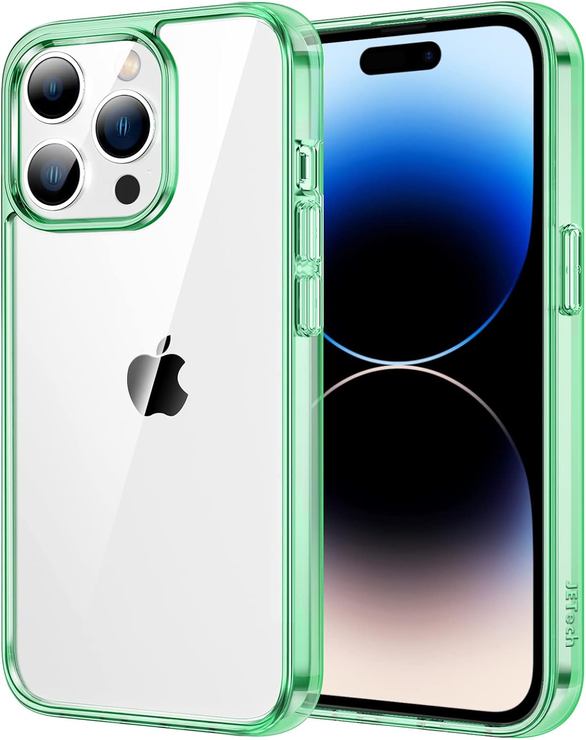 JETech Funda para iPhone 14 Pro de 6.1 pulgadas, no se pone amarillenta, a prueba de golpes, parte trasera transparente antiarañazos (verde