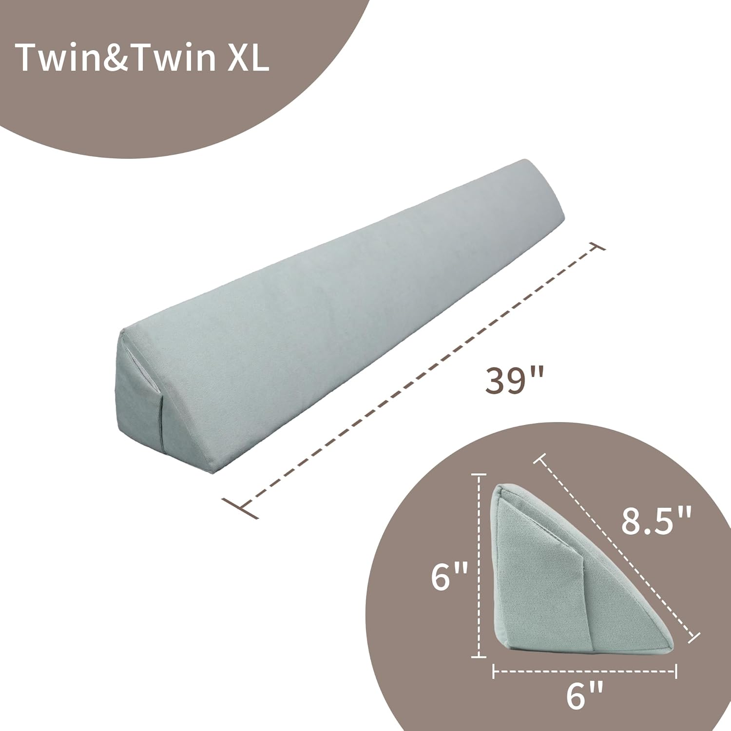 Aurako Almohada de cuña para cama de tamaño individual, almohada para cabecero, colchón de cuña, relleno de huecos de cama, triángulo, cuñas de