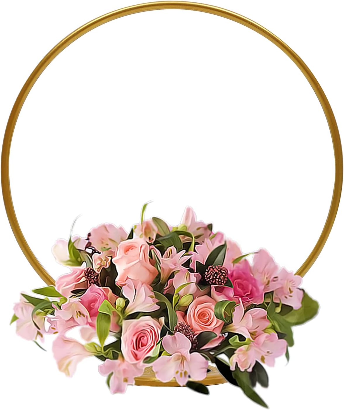 Centro de mesa de boda redondo dorado de 20 pulgadas, jarrón, centro de mesa, soporte de metal floral, decoración de boda, juego de 4 piezas
