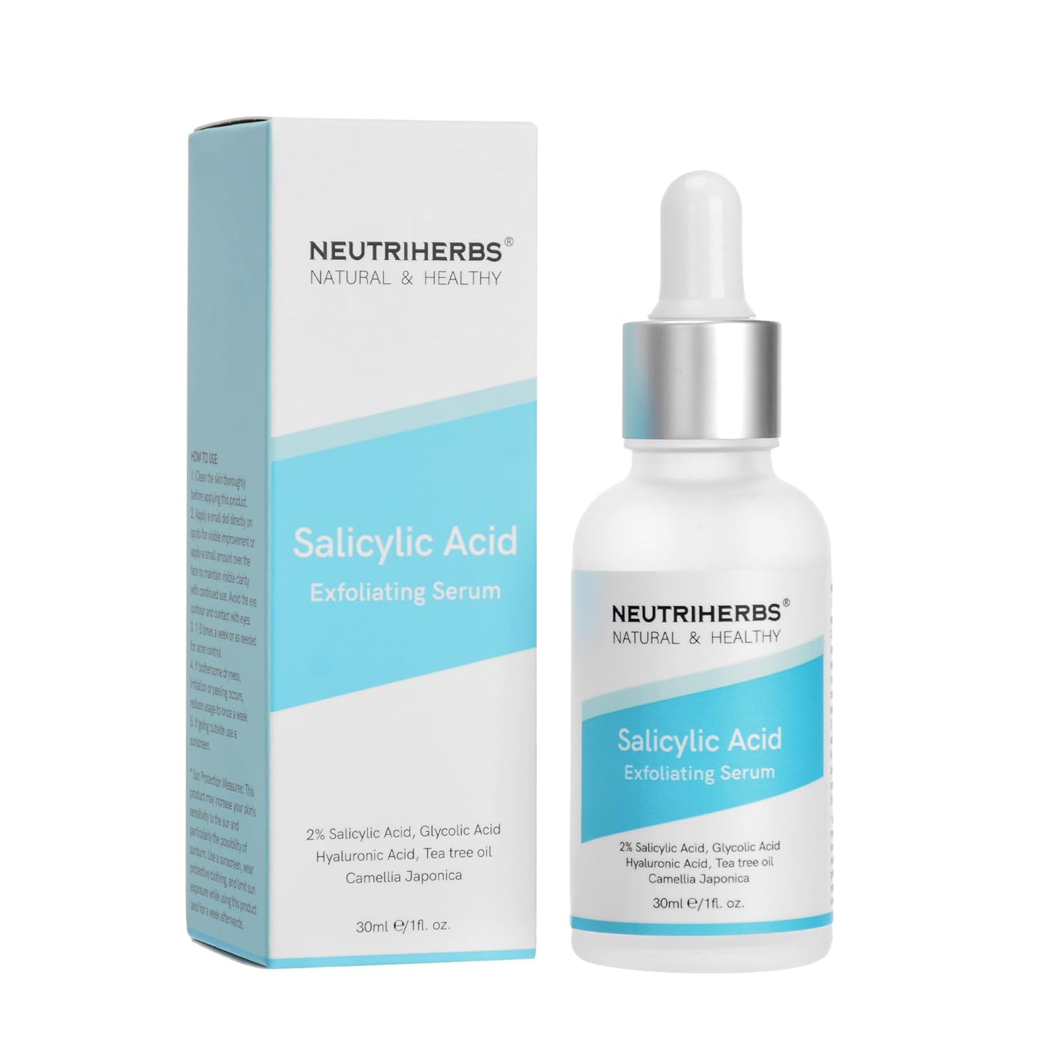 NEUTRIHERBS Suero exfoliante de ácido salicílico, poros sin obstrucciones y minimizados, suero facial para piel grasa y propensa al acné – 1 onza