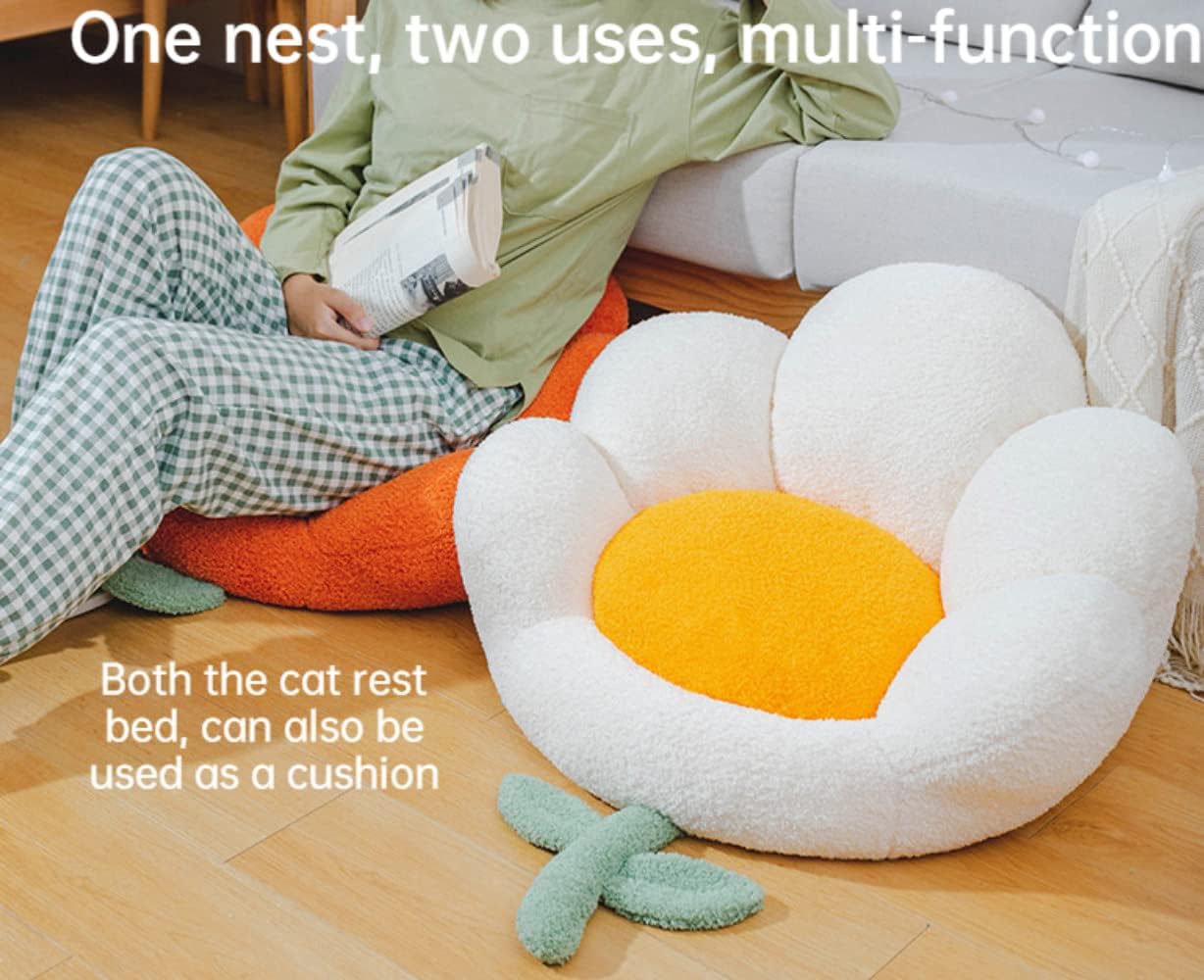 SSDHUA Sofá cama con forma de flor para gatos, lindo y cómodo, nido para gatos, grueso, antideslizante, suave, cama para mascotas, cojín