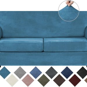 WEERRW Fundas de terciopelo para sofá de 2 cojines, fundas de sofá de felpa de terciopelo de alta elasticidad, 3 piezas con parte inferior elástica, WEERRW Fundas de terciopelo para sofá de 2 cojines, fundas de sofá de felpa de terciopelo de alta elasticidad, 3 piezas con parte inferior elástica,