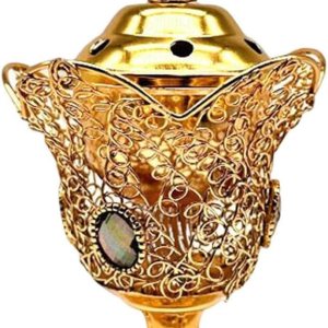 Quemador de incienso eléctrico de metal, estilo de Oriente Medio, incensario eléctrico de mesa para hogar, oficina, yoga, spa, decoración de Quemador de incienso eléctrico de metal, estilo de Oriente Medio, incensario eléctrico de mesa para hogar, oficina, yoga, spa, decoración de