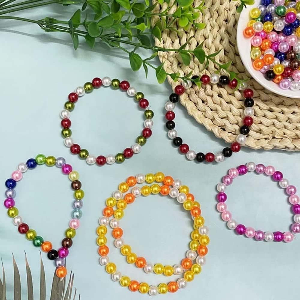 100 cuentas de perlas de 0.472 pulgadas (0.472 in), perlas redondas sueltas con agujeros para costura, manualidades, decoración, pulseras, collares,