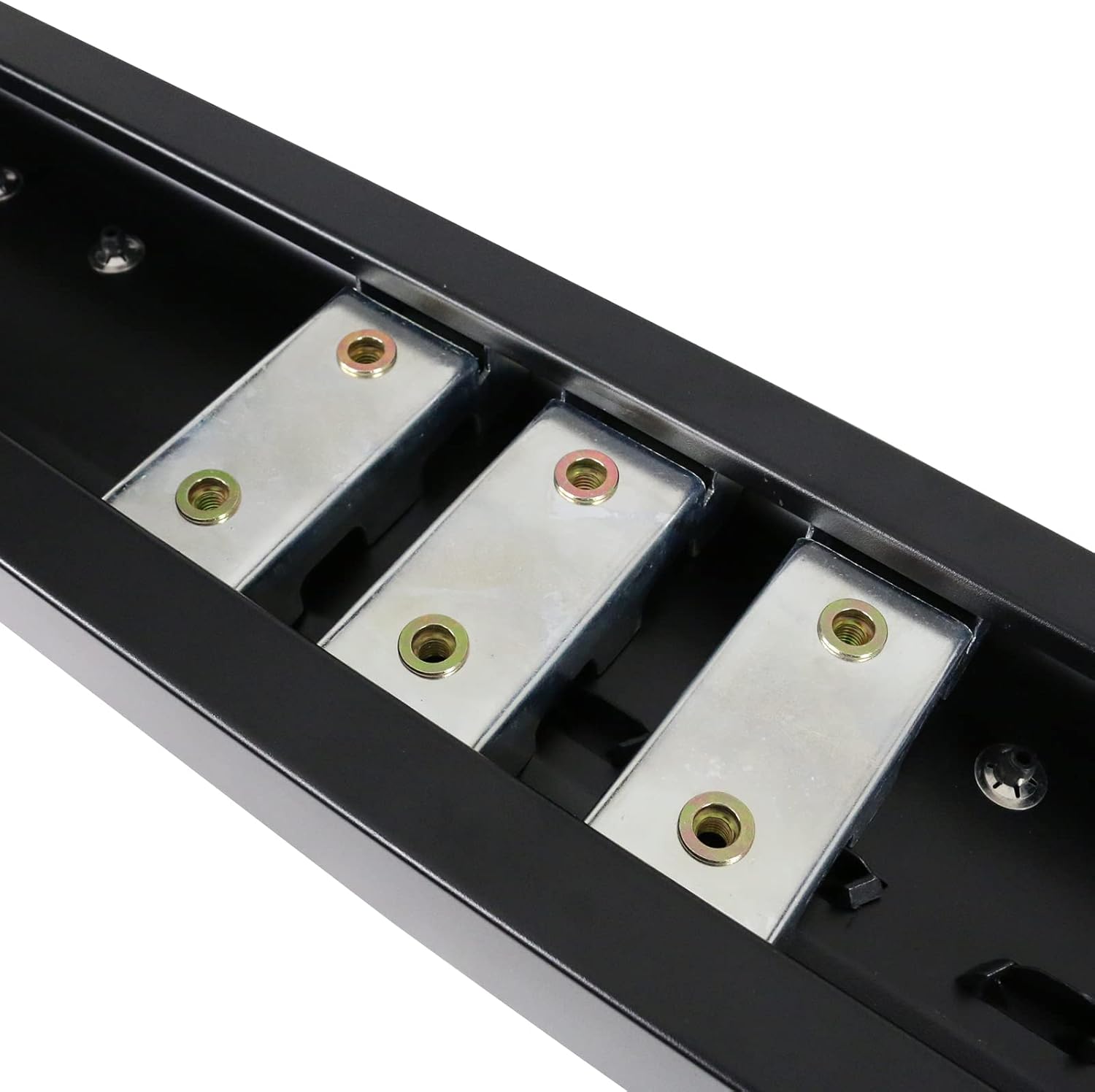 IKON MOTORSPORTS, Estribos compatibles con Ford F150 SuperCrew Cab 2015-2023, estilo V, barra lateral de acero negro con barra Nerf