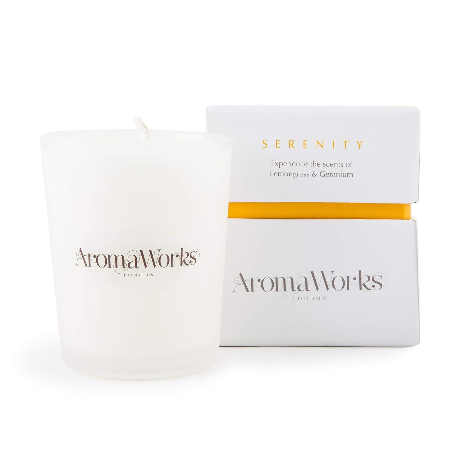 Serenity – Vela de cera de soja  Lemongrass, neroli y aromas dulces de geranio  Elevación, equilibrio y enfoque  Natural, vegano, libre de crueldad