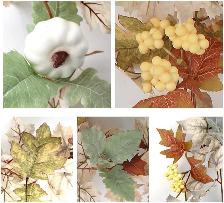 Guirnalda de otoño de 5.6 pies, hojas de arce, calabazas, bayas, guirnalda de hojas de otoño para el hogar, decoración de mesas de otoño, decoración