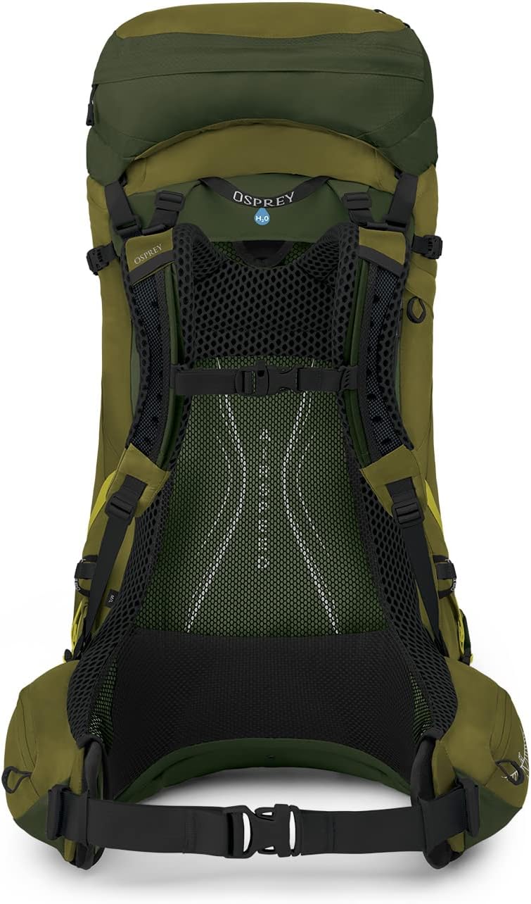 Osprey Atmos AG LT 50L Mochila de mochilero para hombre, Scenic ValleyVerde Peppercorn, LXL