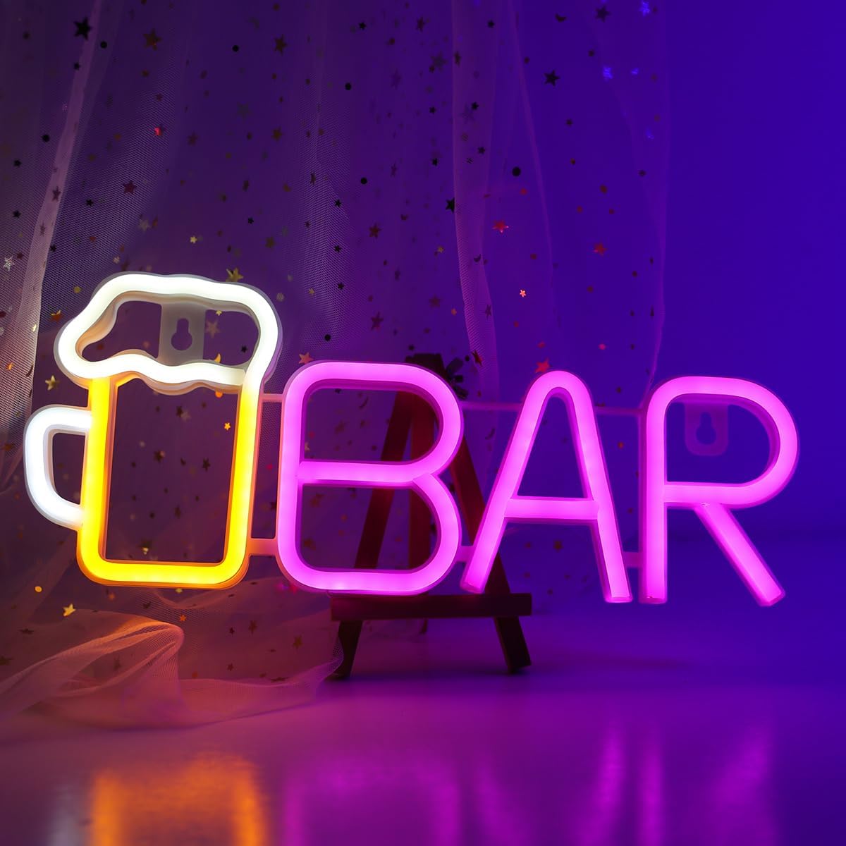 ENUOLI Letreros de barra de neón, luz LED de neón de cerveza para decoración de pared, letreros de neón de barra alimentados por USBbatería,
