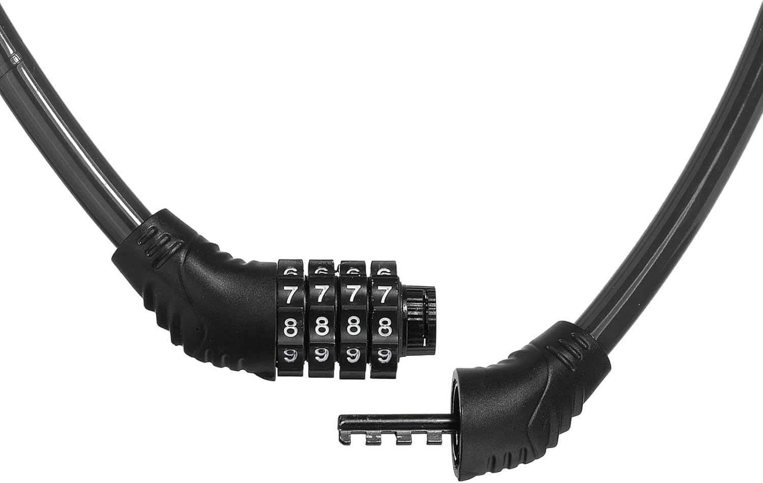 PATIKIL Candado de combinación de bicicleta de 2.23 pies, cable de acero de 4 dígitos, bloqueo de código de combinación reiniciable en espiral largo