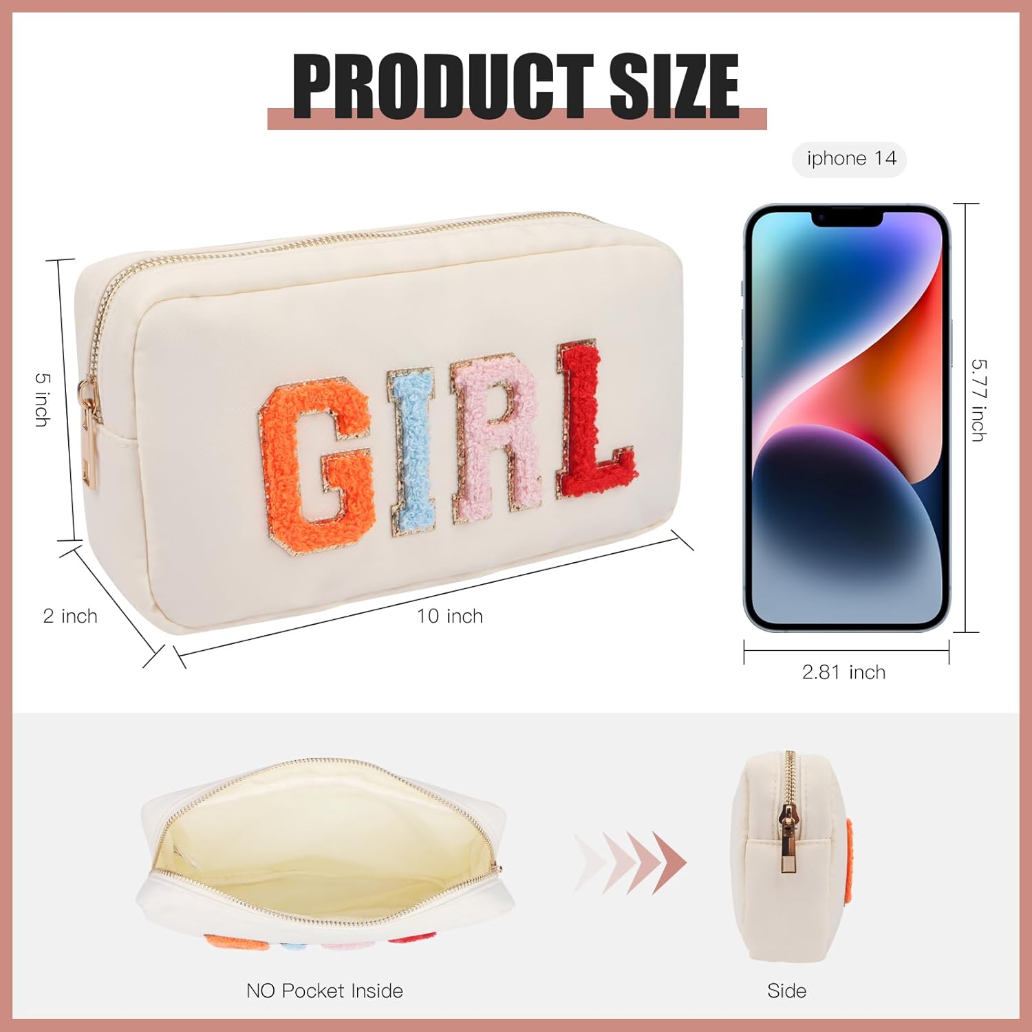 Bolsa de maquillaje de felpilla con cremallera, organizador de viaje de nailon impermeable, bolsa de cosméticos para mujeres, niñas y niños, lindas