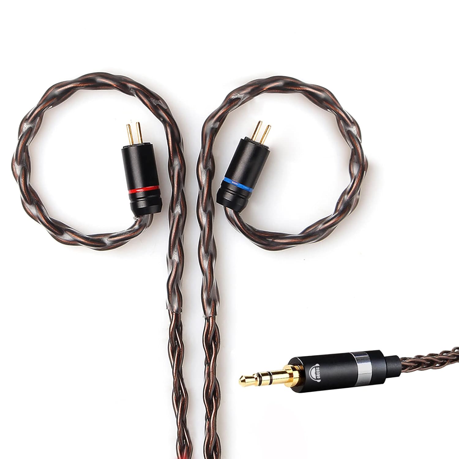 okcsc Cable de repuesto de 2 pines de 0.75, 8 núcleos, chapado en oro con enchufe de 3.5, cable de extensión de repuesto para KZ AS10 ZS10 ZS6 ZSR