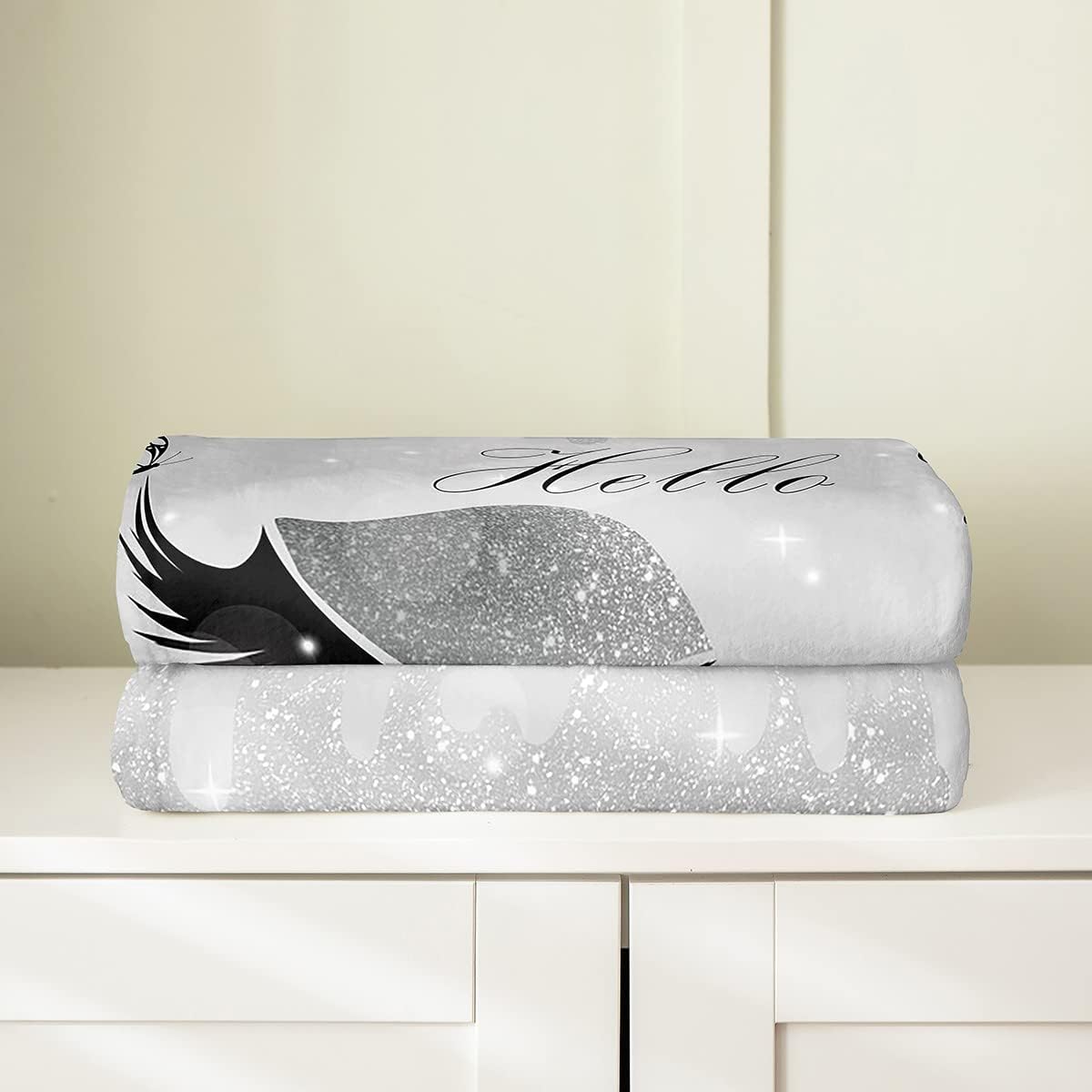 Manta de pestañas para niños y adultos, manta de franela de tinta fluida gris degradado, decoración de sofá cama, regalo para niñas, manta de forro