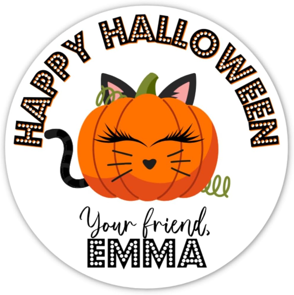 40 calcomanías personalizadas de Halloween para niños, etiquetas personalizadas para niñas, escuela, fiesta, fiesta, hojas de etiquetas de regalo
