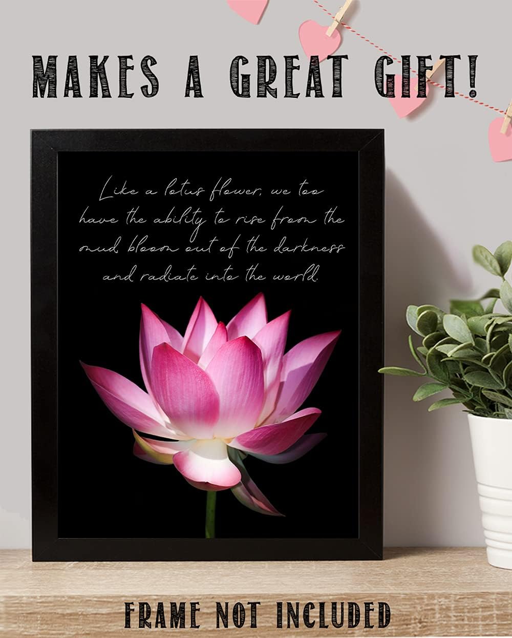 TJ Originals Decoración de pared espiritual y bohemia con texto en inglés “Like a Lotus” (Like a Lotus Flower)  Namaste Zen y meditación estética