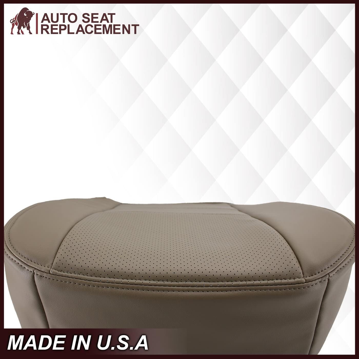 2002 2003 Ford F250 F350 Lariat Crew Cab Funda de asiento de cuero genuino de repuesto, con insertos perforados (parte inferior del pasajero, marrón