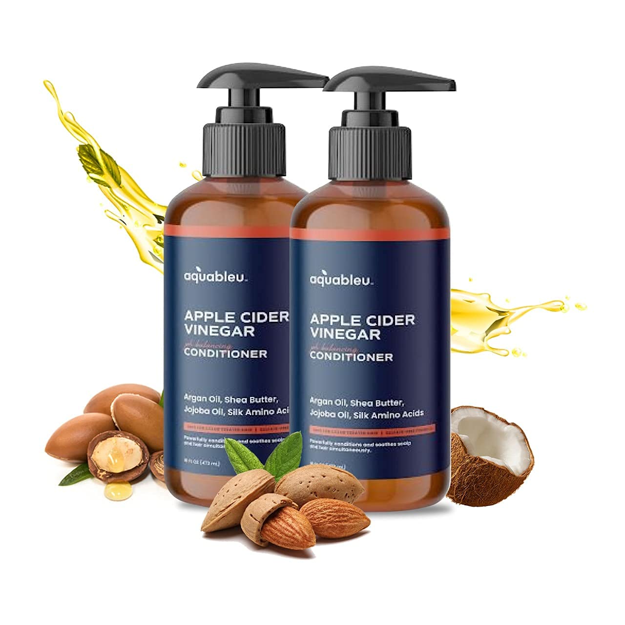 Aquableu Acondicionador natural de vinagre de sidra de manzana, aclarador y reparador, antiencrespamiento y caspa, para la caída del cabello, sin