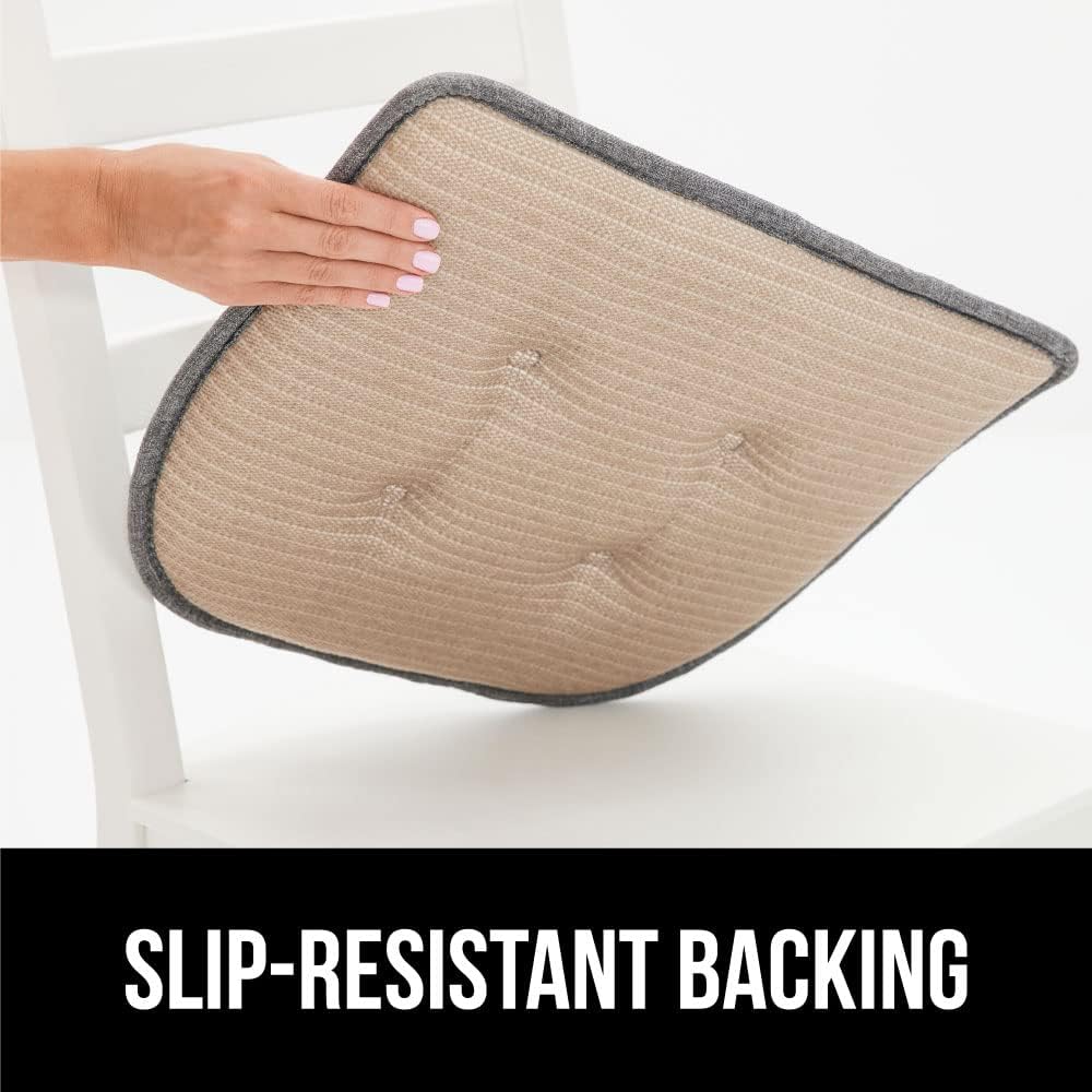 Gorilla Grip Juego de 2 cojines de espuma viscoelástica copetudos para silla, cómodos cojines para comedor, respaldo antideslizante, mesa de cocina