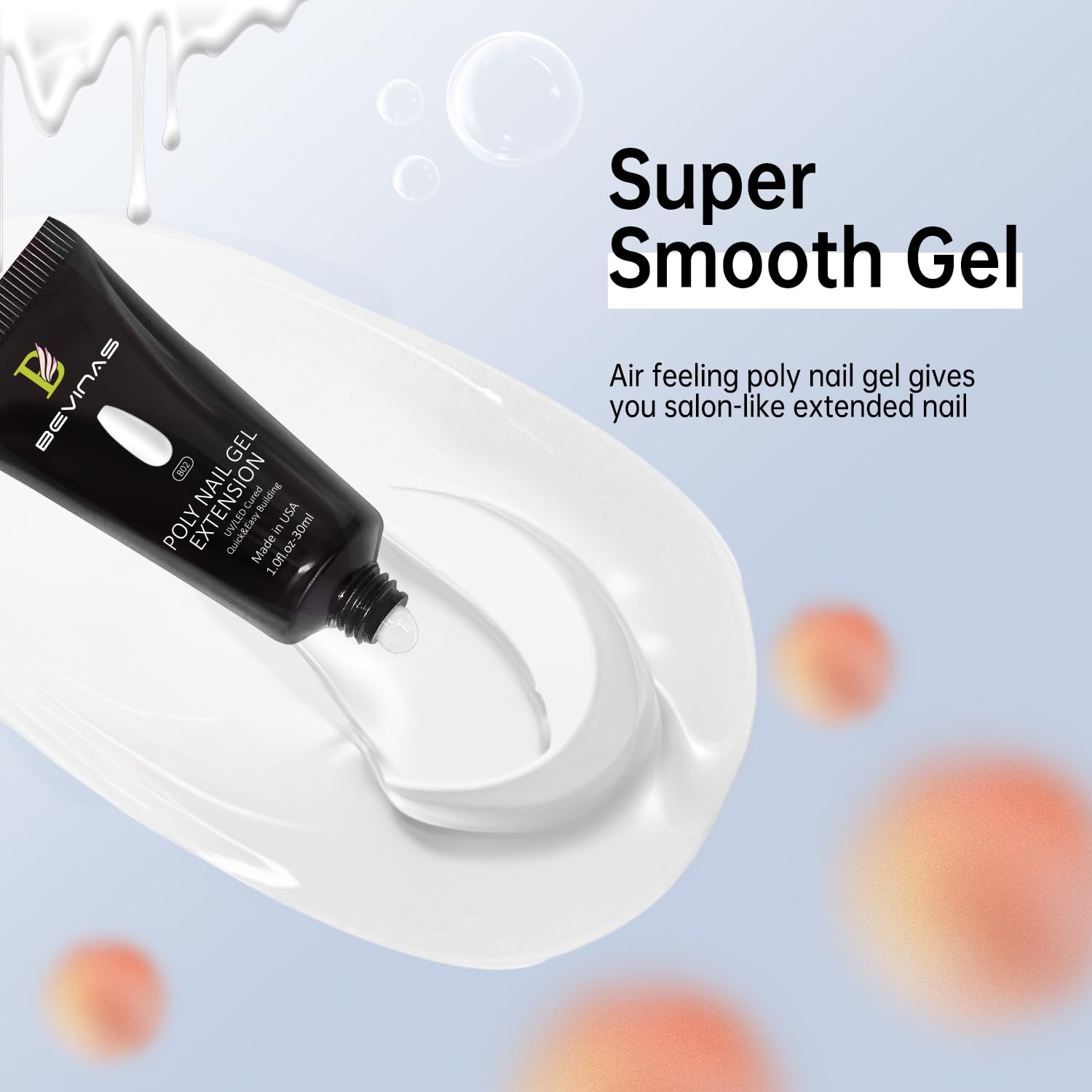 Kit de poligel de uñas de color blanco de 1 onza para uñas de gel de extensión de gel constructor con solución deslizante, espátula, regalo de