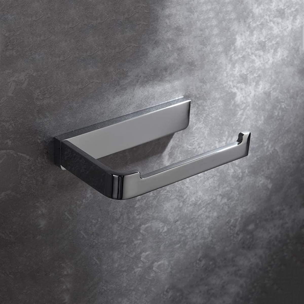Flybath Soporte de papel higiénico latón macizo acabado cromado plateado baño rollo papel higiénico soporte montado en la pared