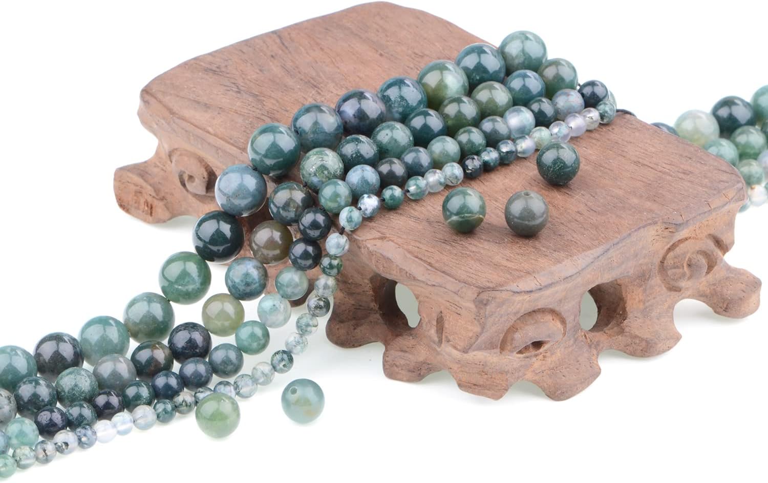Bymitel 45 cuentas de piedra sueltas y auténticas naturales, redondas, espaciadores de piedras preciosas para hacer joyas de 15.5 pulgadas por hebra