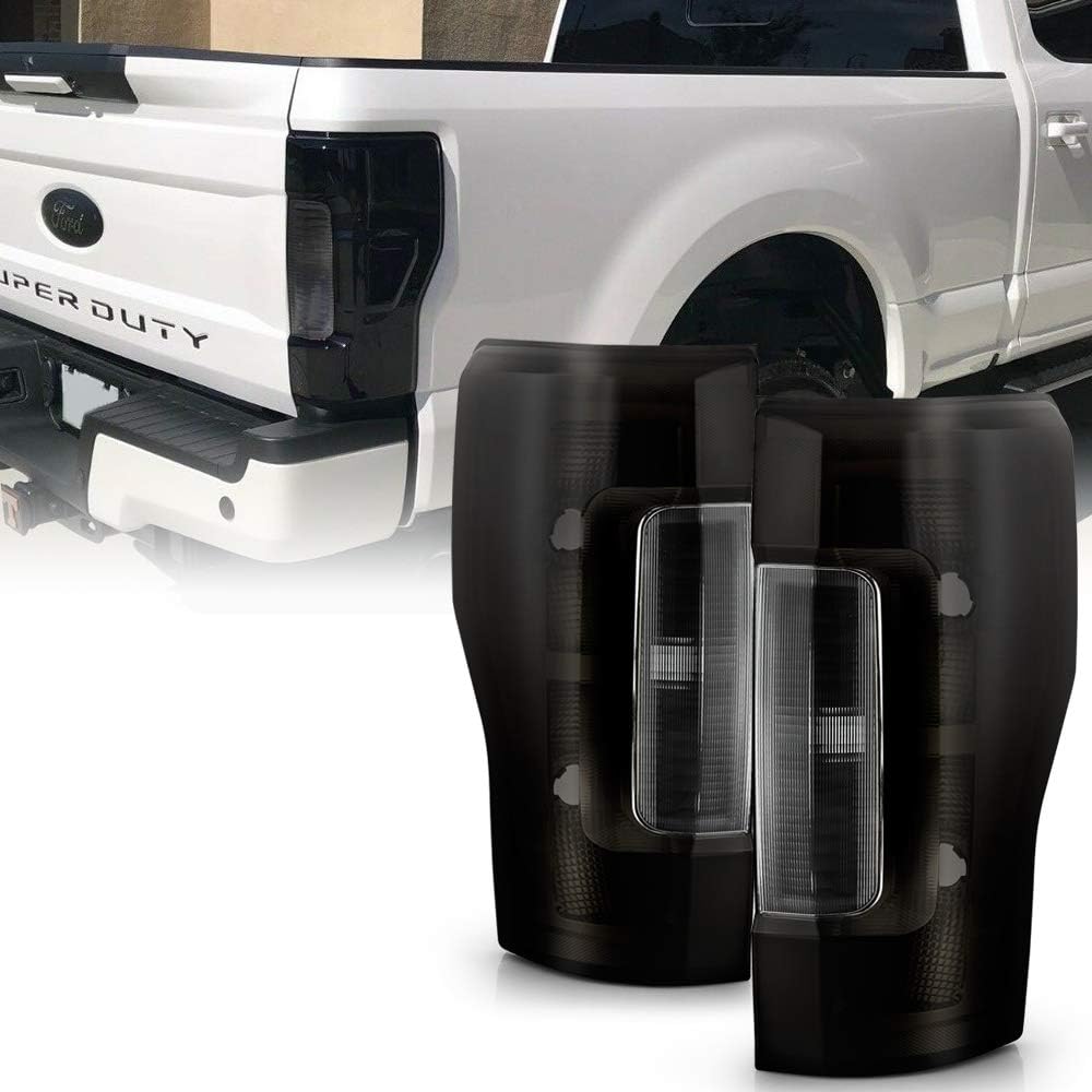 ACANII – Para no LED y punto no ciego 2017-2019 Ford F250 F350 SuperDuty Luces traseras de lente ahumada montaje de lámparas para hornear
