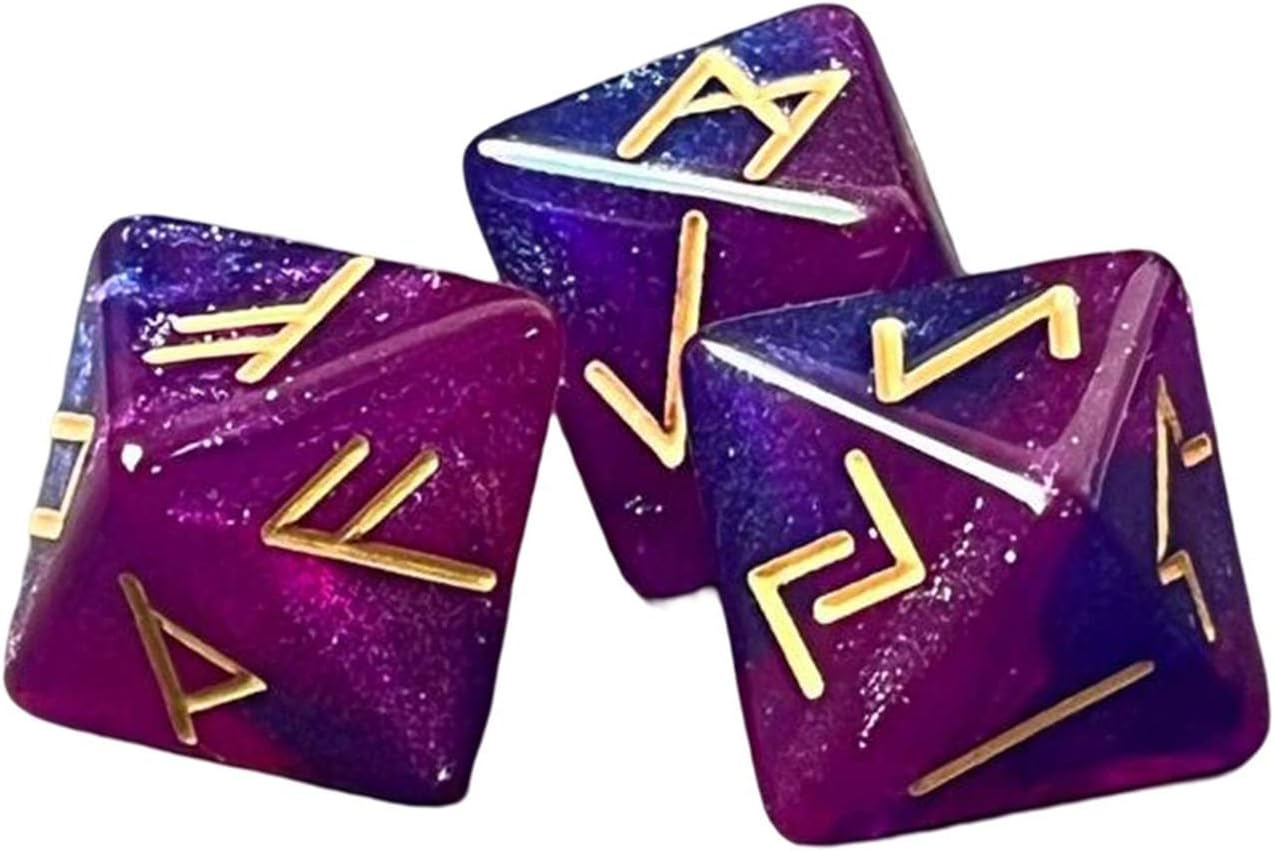 DYNWAVE Juego de 3 dados de acrílico de 12 caras, juego de mesa de dados poliédricos surtidos para juegos de rol, accesorio de adivinación, violeta