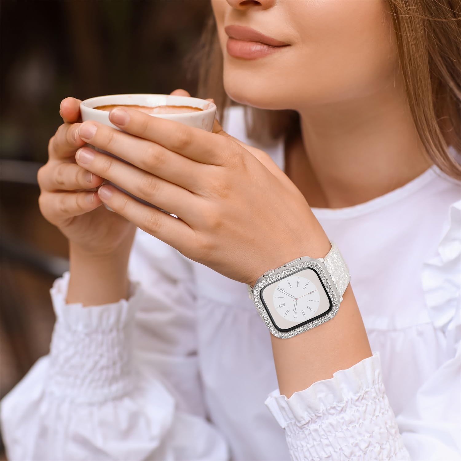 Correas brillantes compatibles con Apple Watch Band + funda Ultra 21 de 1.49, 1.57, 1.61, 1.65, 1.73, 1.77 y 1.73 pulgadas, correa de cuero con