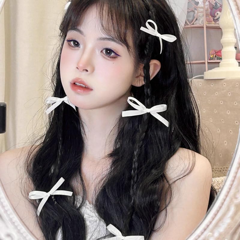 mdgfge 10 lazos de satén para el cabello, pinzas para el cabello Kawaii Sweet Hair Bow Claw Clips pequeño lindo lazo color sólido cinta de pelo
