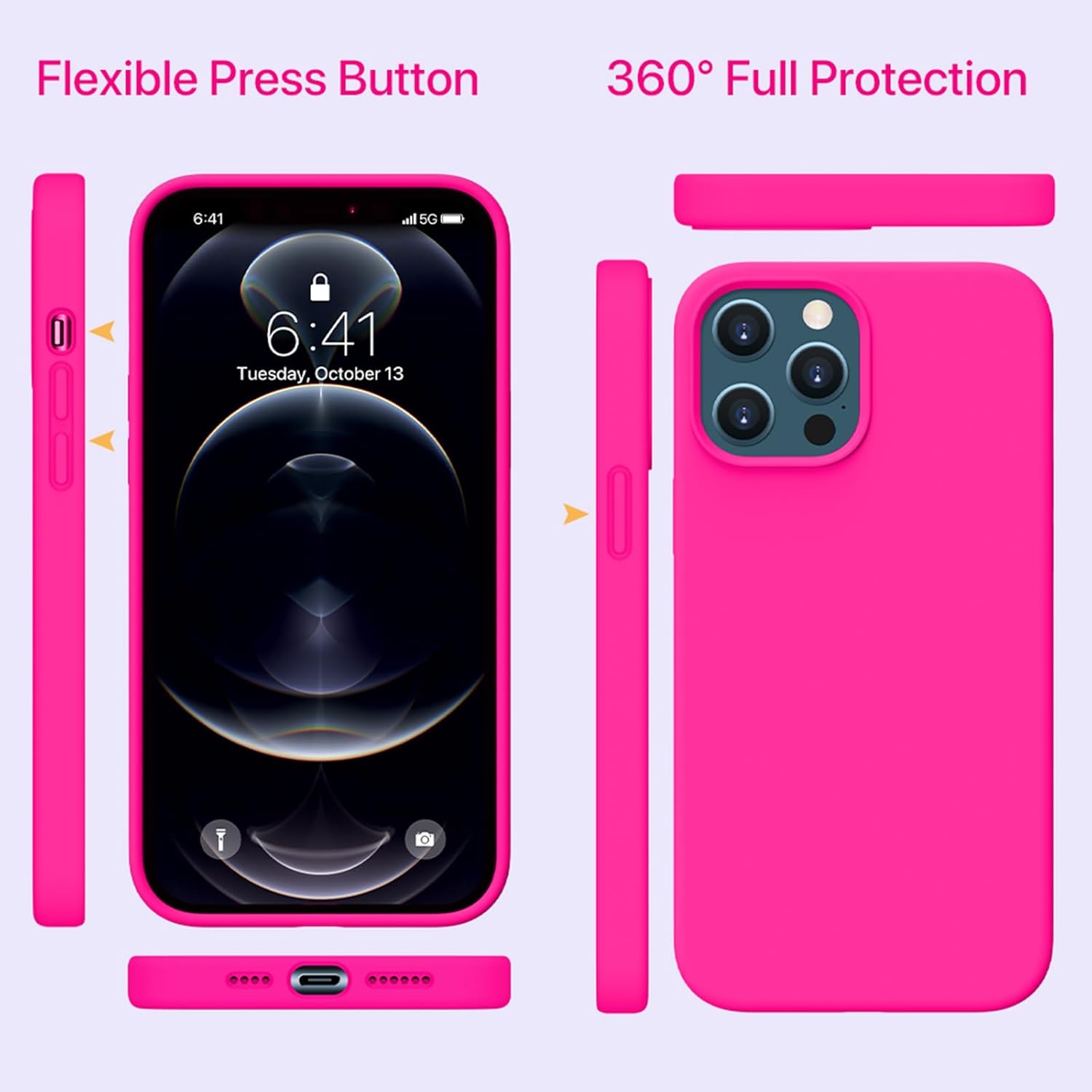 Miracase Funda compatible con iPhone 12 Pro Max de 6.7 pulgadas forro de microfibra suave antiarañazos, funda de silicona líquida, protección de